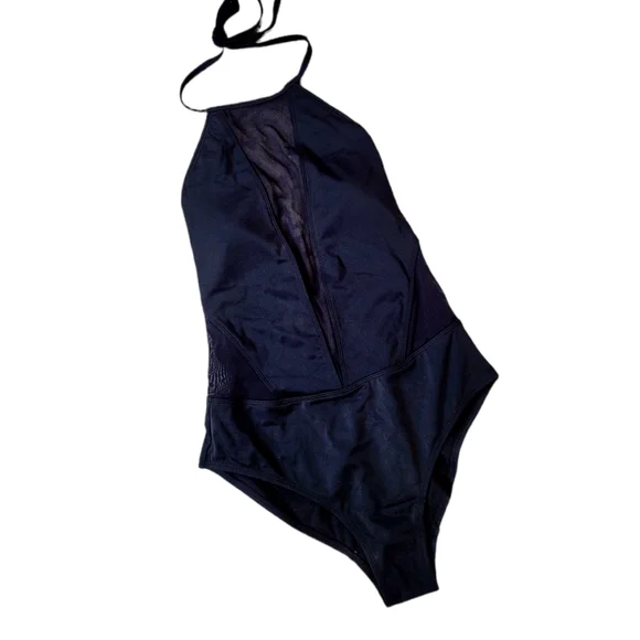 NWT Ted Baker Mesh Panel One Piece Halter Swimsuit in Black 6 - Picture 3 of 11